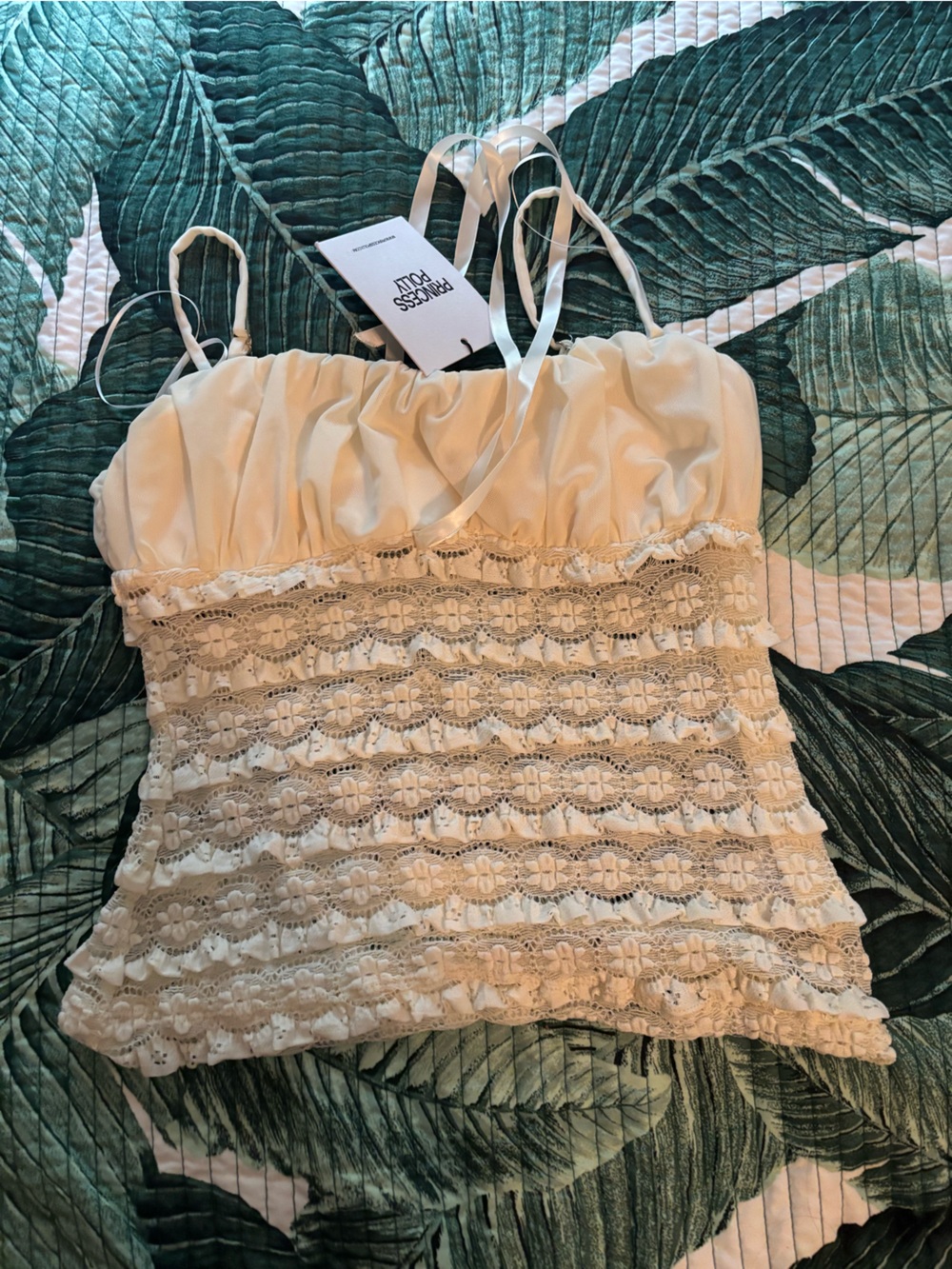 Princess Polly Cream Lace Ruched Bustier Cami